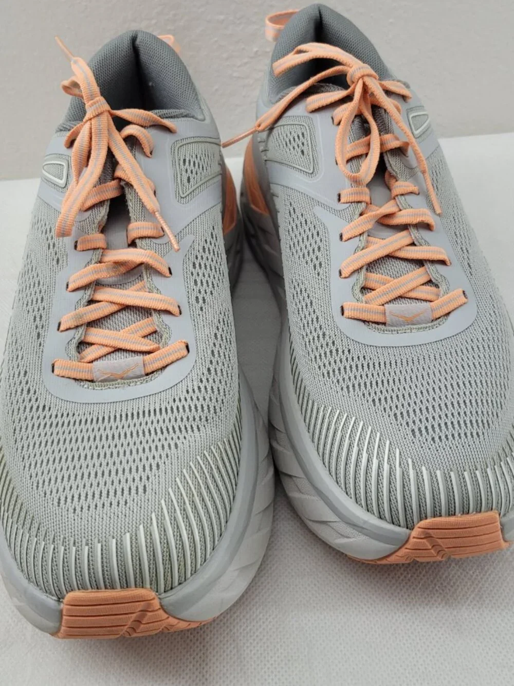 Hoka One One Bondi 7 Running Shoes Womens 11 Gray Orange Sneakers Sharkskin - Picture 3 of 14